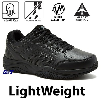 black leather memory foam shoes