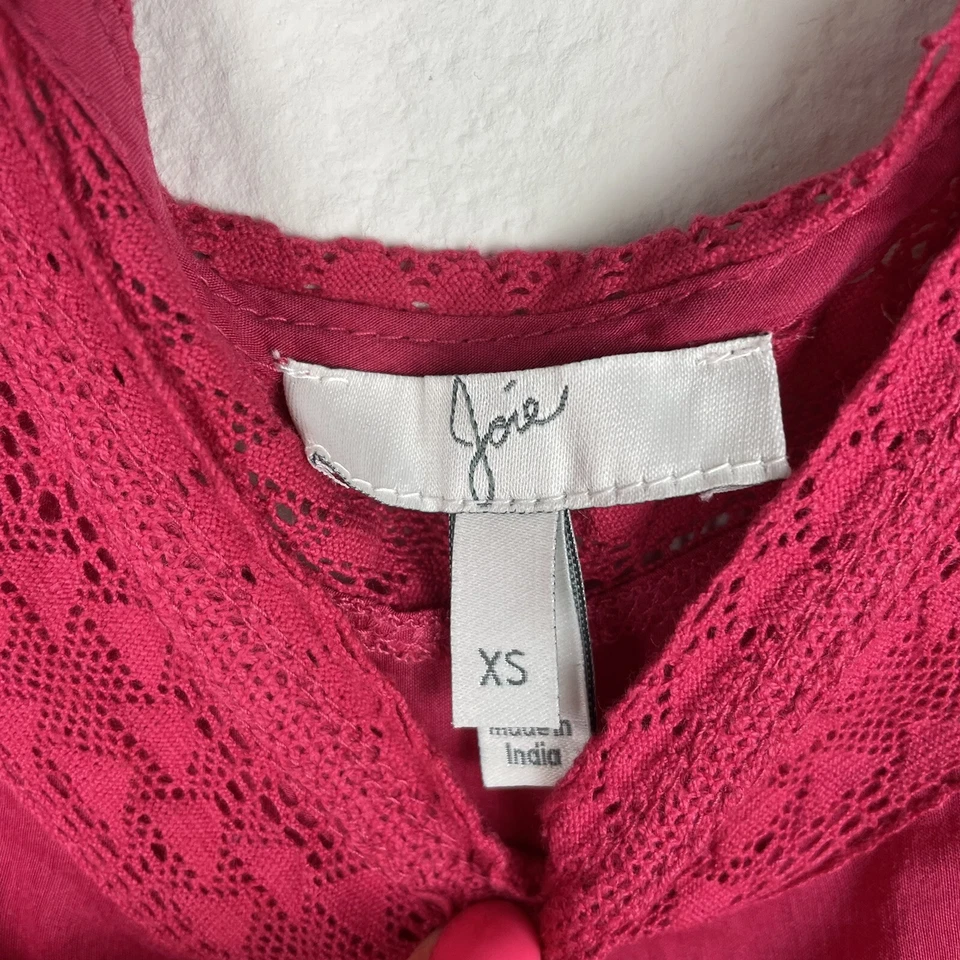 Blusa Joie Rosa Ojales Encaje Cami Talla XS Mezcla Seda Foto 3 de 4