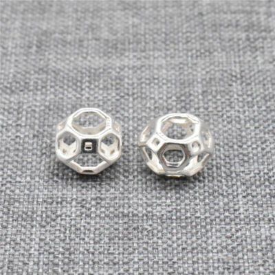 5 Sterling Silber Hohle Polygon Sechseck Facettierte Armbandperle