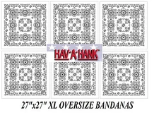 6 Hav-A-Hank XL BIG SIZE WHITE PAISLEY 27" BANDANNA Head Wrap Face Mask Scarf b
