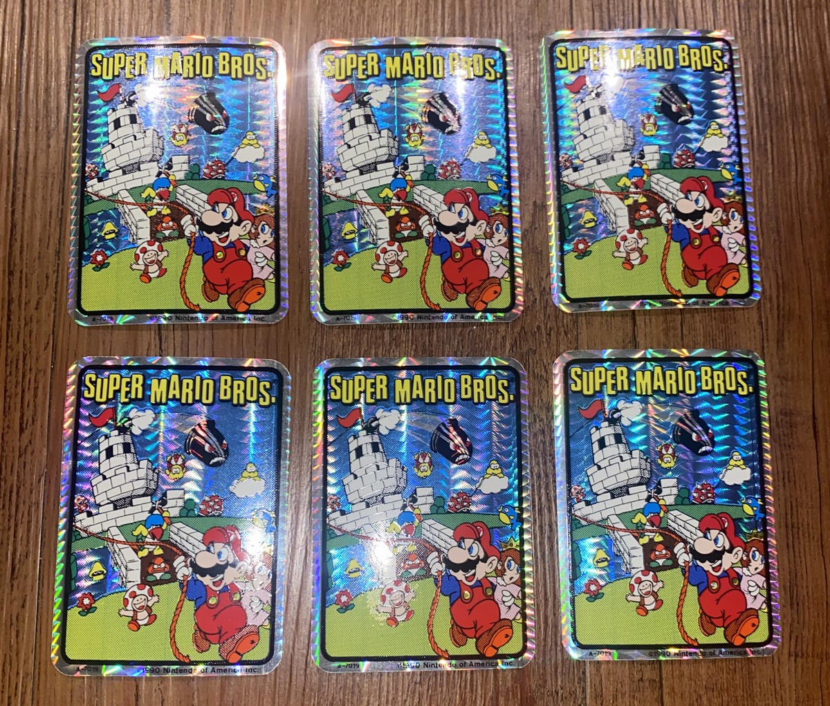 6 1990 VINTAGE NINTENDO SUPER MARIO Bros Brothers Prism Sticker