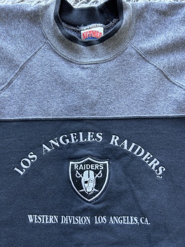 Los Angeles Raiders Sweatshirt Men XL Gray Black Football Vintage 90s USA Nutmeg - Picture 3 of 11