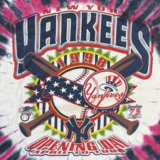 Vintage 1998 New York Yankees Opening Day XL Double Sided Tie Dye T-Shirt