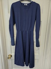 HARDLY USED UNIQLO U NAVY BLUE THICK PONTE MIDI STRETCH DRESS SIZE XS