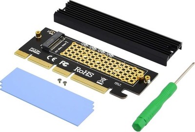 PCI Express 3.0 x4/x8/x16 auf M.2 NVMe und AHCI SSD Adapterkarte mit Kühlkörper