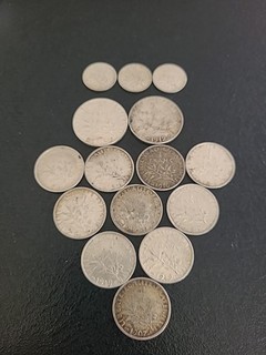 Lot De 15 Pieces en argent 50ct 1 Francs Et 2 Francs