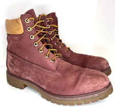 Men's Timberland 6 In. Premium Waterproof Boot Burgundy w/Nubuck Ltr - Sz: 10