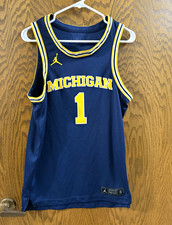 Jordan Michigan Wolverines 1 Basketball Jersey Blue/Yellow Men's Size S