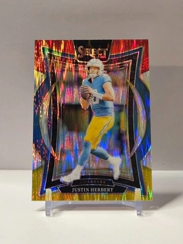 2024 Panini Select - Concourse Justin Herbert #41 Red &amp; Yellow Shock Prizm
