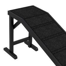 Dog Ramp for Bed with Non-Slip Carpet and Top Platform, Wooden Pet Ramp for Dogs