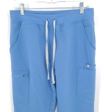 Figs Yola Yoga Scrub Bottoms Womens Medium Blue Medical Polyester Spandex