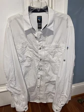 GREAT CONDITION!-Kühl Men’s White Nylon Vented Long Sleeve Fishing Shirt Size XL