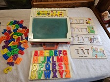Vintage 1972 Fisher Price Toys School Days Portable Play Desk W Letters 4 Cards