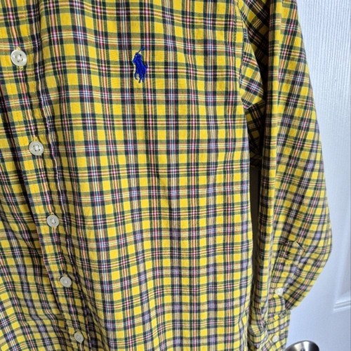 Camisa de vestir Ralph Lauren para niños amarilla azul a cuadros con botones pequeña 8/10 - Imagen 8 de 15