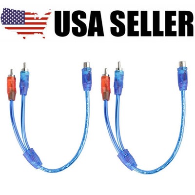 2x RCA Y Splitter Audio Jack Cable Adapter 1 Female to 2 Male Connector