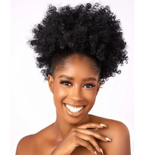Afro Puff kinky curly Drawstring Ponytail Extension for Women Synthetic Short Af