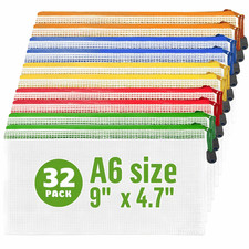 32 Pack Small Mesh Zipper Pouch Bags A6 9x4.7 in Plastic Zipper Pouches Bags
