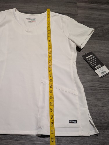 NWT Women's White Grey’s Anatomy by Barco Spandex Stretch Scrub Top Size Large - Picture 4 of 6