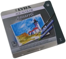 LYRA Aquacolor Water-Soluble Wax Crayons, Set of 24 Crayons, Assorted Colors