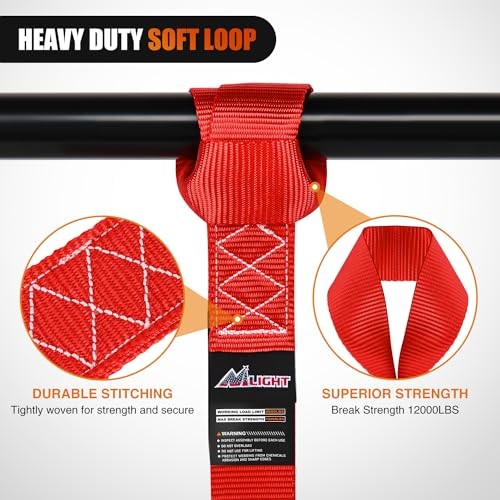 Soft Loop 1.7”×17" Motorcycle Tie Down Straps Heavy Duty 12000Lbs Max Break - Picture 5 of 8