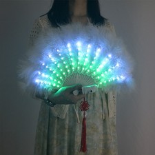 LED Luminous RGB Folding Fan Cosplay Prop Stage Performance Halloween Gift Party