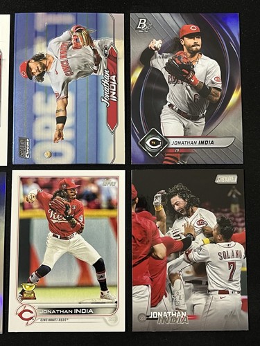 Lote de 6 cartas MLB Jonathan India Cincinnati Reds Topps refractor, trofeo copa y más - Imagen 3 de 7