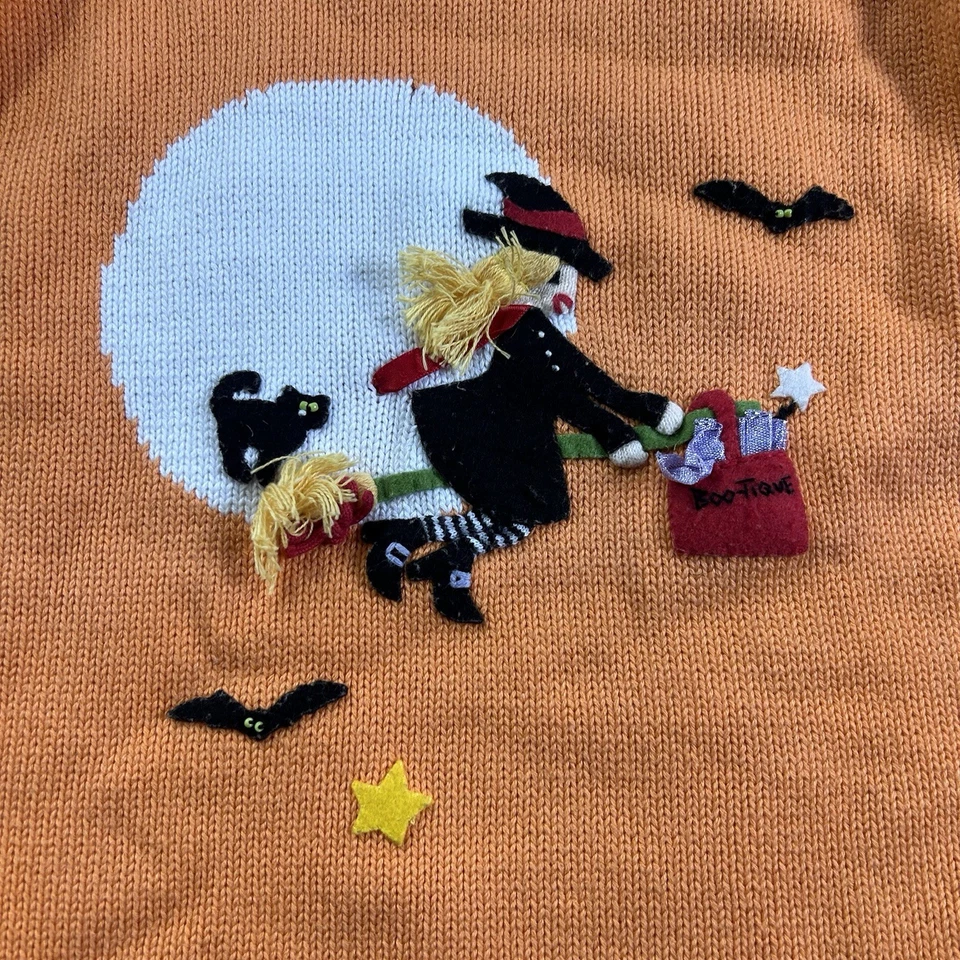 Vtg 90s Hartstrings Halloween Fall Witch Knit Sweater Pant Size 10/12 Set Rare - Image 4 of 4