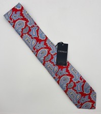 Cremieux Paisley Pattern Tie Red/Blue 100 Silk Made in Italy