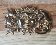 Vintage 90s Whimsical Celestial Mimi Di N Gold Toned Sun And Moon Belt Buckle