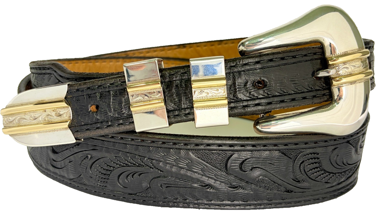 Sterling Silver & 14k Gold Belt Buckle Herbert Begaye Sterling Silver & 14K Gold Belt Buckle  main image 3