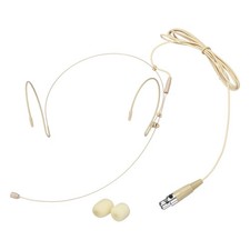 Microphone with Ear Hooks, Dual Headphones with Mini XLR 4 Pin TA4F, Beige
