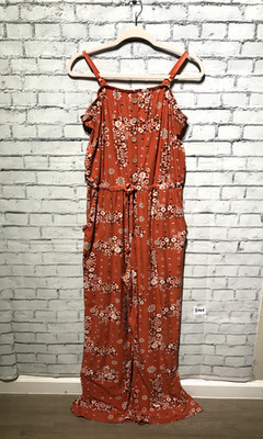 NoBo, Junior Plus XXXL/3XL (Bust 38'') , Brown Floral Stretch Cottagecor Jumpsuit
