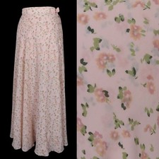Vintage 90s Y2K EXPRESS Pink Floral Sheer Midi Wrap Skirt Ditzy Print XS S