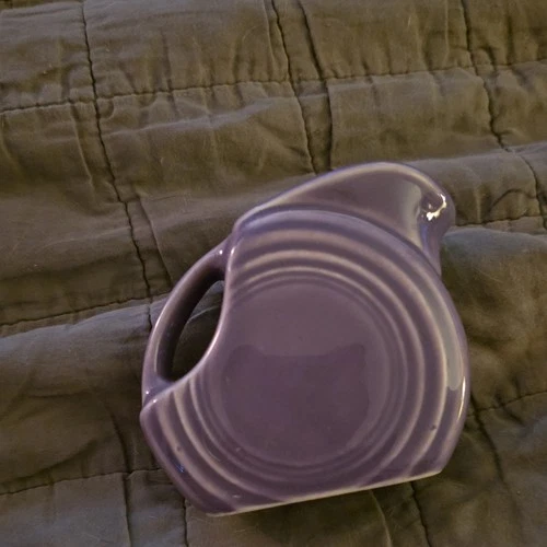 Fiesta Purple Ceramic Glossy Pitcher with Handle, Solid Round Pottery