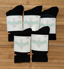Bombas Crew Socks Youth XS Black, Teal  Orange Stripe 5 Pair New