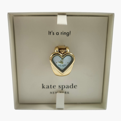NEW Kate Spade New York Gold White MOP Heart Monroe Watch Ring KSW1860 NIB