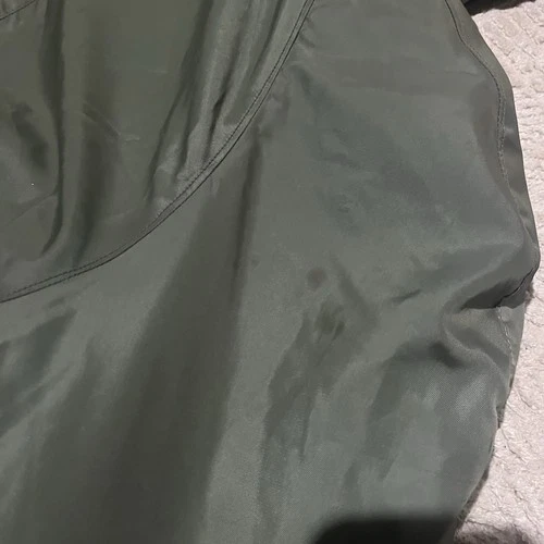 Vtg 80s Very stained Civ N-2B sage green Bomber Jacket heavy attached Hood Sz XL image 23