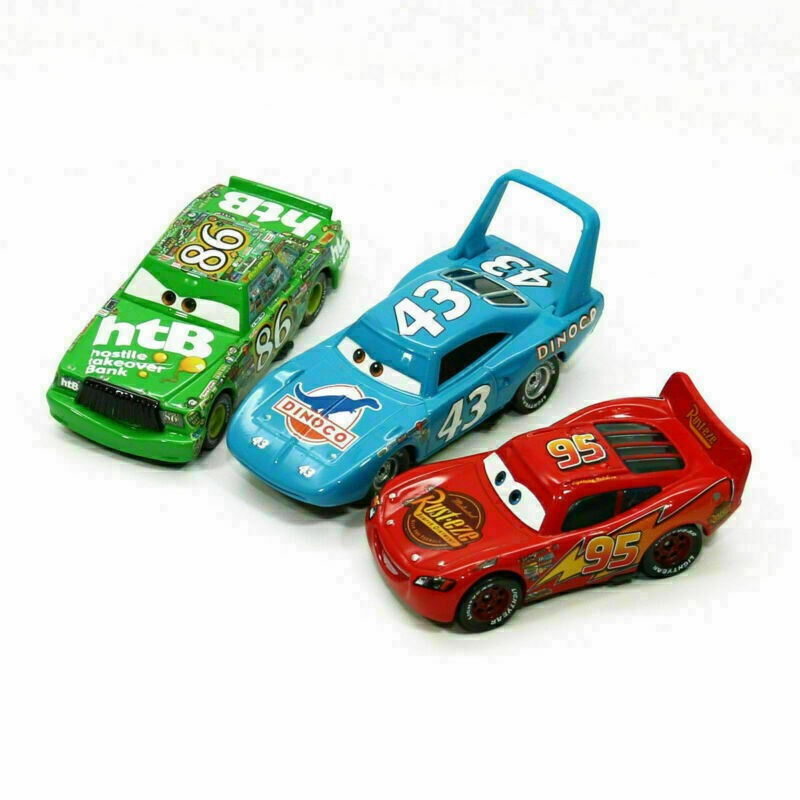 3Pcs Disney Pixar Car1 King & Lightning McQueen & Chick Hicks