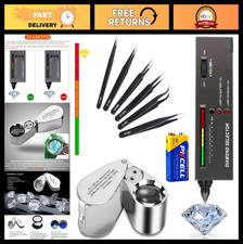 Diamond Tester Pen 40X Jewelers Loupe, 6PCS Precision Tweezers Set - Pro Tool
