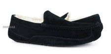 UGG Ascot Black Suede Fur Slippers Mens Size 12 Fits size 11  NEW 