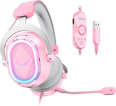 FIFINE Wired RGB Gaming Headset, USB Over-Ear Headset for Streaming, 7.1 Surroun