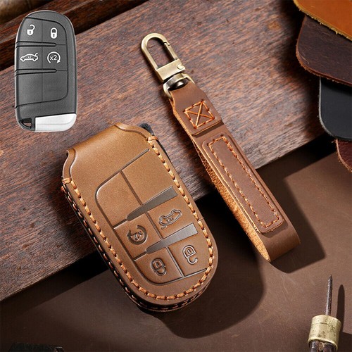 Leather Smart Remote Key Case Fob Cover For Jeep Cherokee Compass Grand Cherokee - Picture 25 of 30