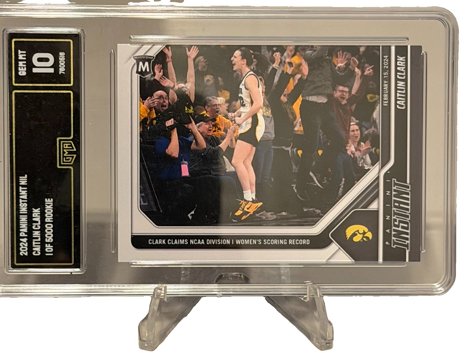 Panini 2024 Instant NIL Caitlin Clark #48 RC /5000 Iowa Hawkeyes GMA 10