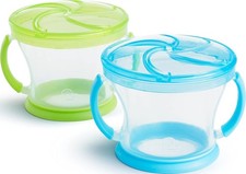 BPA-Free Toddler Snack Catchers - 2 Pack Blue/Green Cups with Spill-Proof Lids