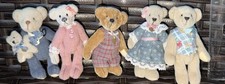 Lot 5 Miniature Dollhouse Bears Artisan Designed Ganz Plush Fur Bears 3  So Cute