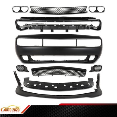 Hellcat Style Front Bumper Cover & Grille & Lip Fit For 2015-23 Dodge Challenger