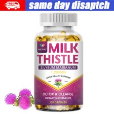 Milk Thistle Liver Cleanse Detox 1200MG Herbal Liver Support Supplement 120Pills