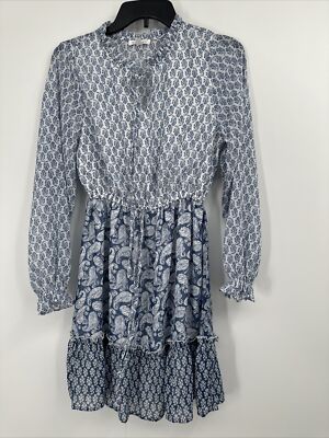 Blu Pepper Small Dress Long Sleeve Drawstring Waist Sleeves Lined NWOT