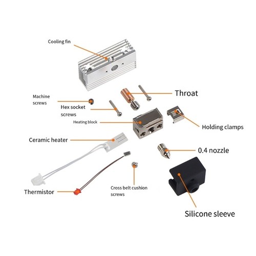 Durability Extruder Heater Block Kit Extrusion Hot end with Heatbreak Efficient - Afbeelding 4 van 8