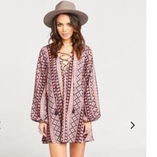 Show Me Your MUMU Size XS Lightning Bird Boho Tunic Mini Dress Tunic